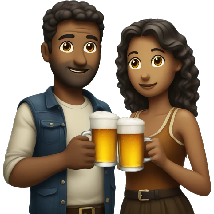 man and woman drinking beer emoji