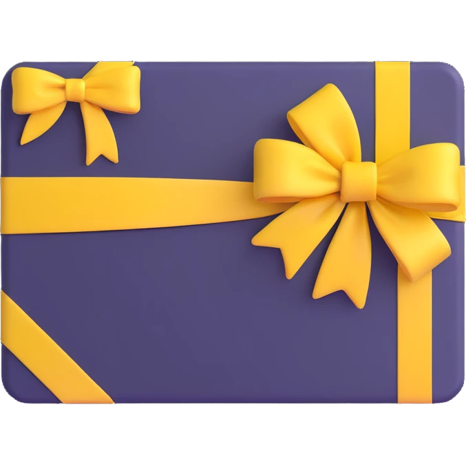 A gift card with a yellow bow, vibrant and colorful emoji