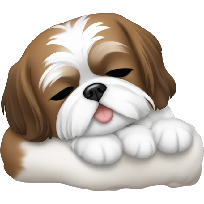 White and brown shih tzu sleeping  emoji