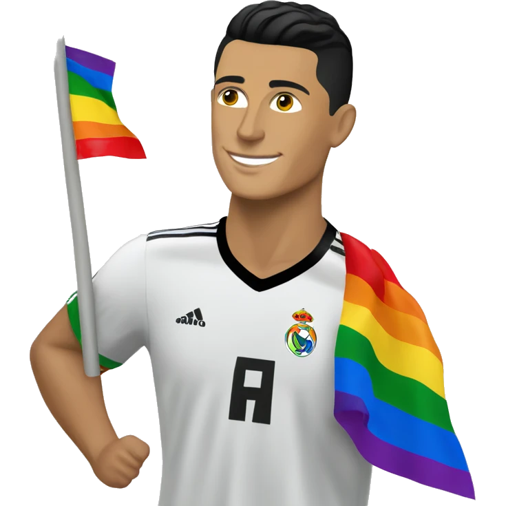 Cristiano Ronaldo with lgtbq flag  emoji