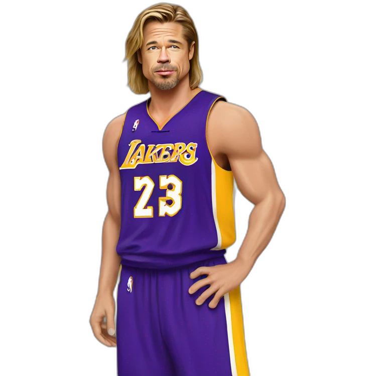 brad pitt with lakers jersey emoji