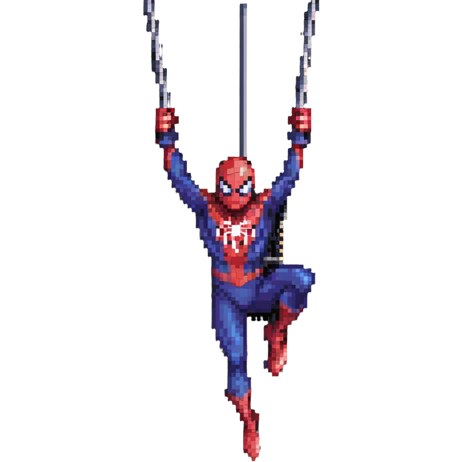 Spider-Man swinging from a web emoji