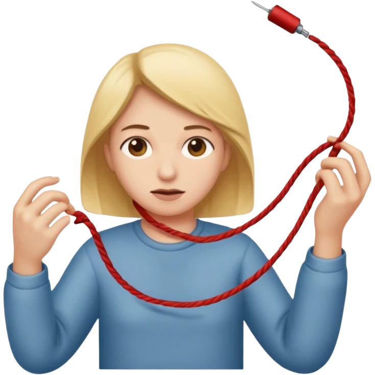 Character pulling a thread from reality, unraveling the scene emoji