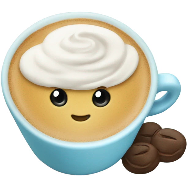 Cappuccino in a baby blue cup emoji