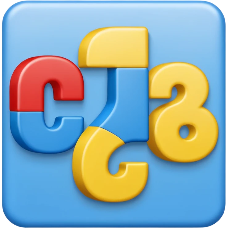 playful block-style numbers 1, 2, 3 in primary colors red, blue, yellow, emoji style, transparent background emoji