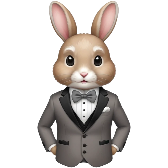 elegant rabbit wearing a formal suit and bow tie emoji