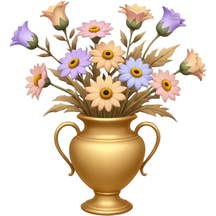 dried flowers in a golden vase emoji