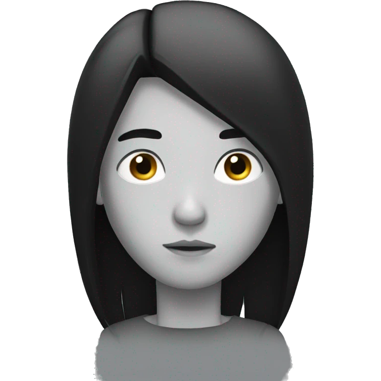 boy with long black straight hair serious face emoji