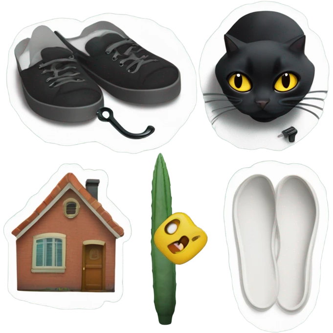 Two ear plugs, a now dead bug A black cat mid sneeze, an old picture of me Snake plant, slippers, and house keys The couch I slept on most of 2019 emoji
