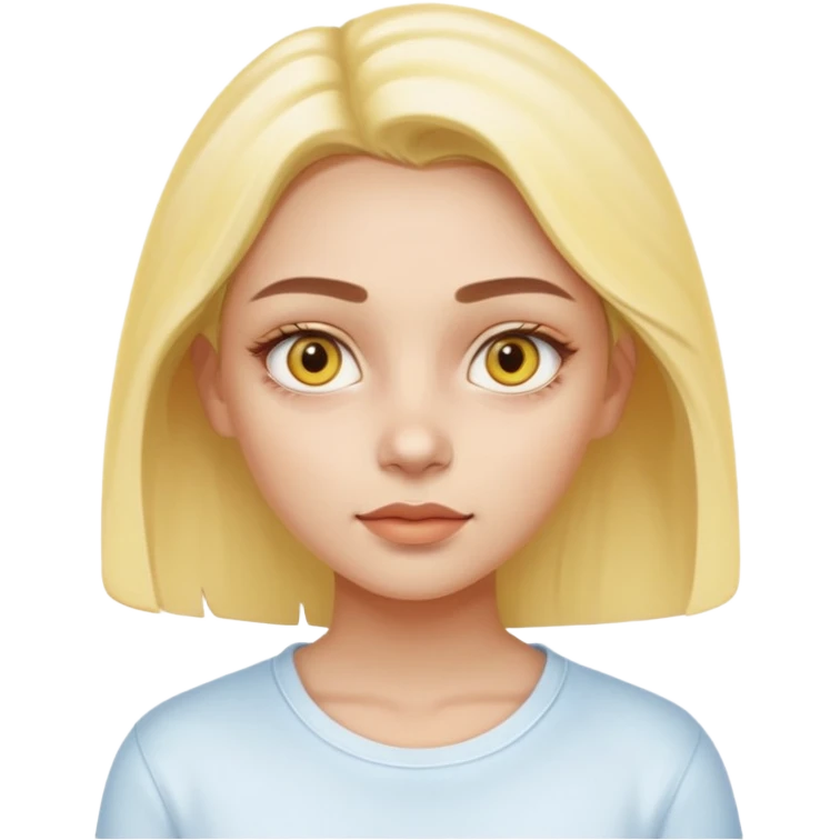 Generate a high-quality iPhone-style emoji of a girl with a small amount of yellow eye cream applied under the eyes, realistic shading, smooth gradient colors, subtle facial expression, simple white background, 3D cartoon-like style, high-resolution.


 emoji