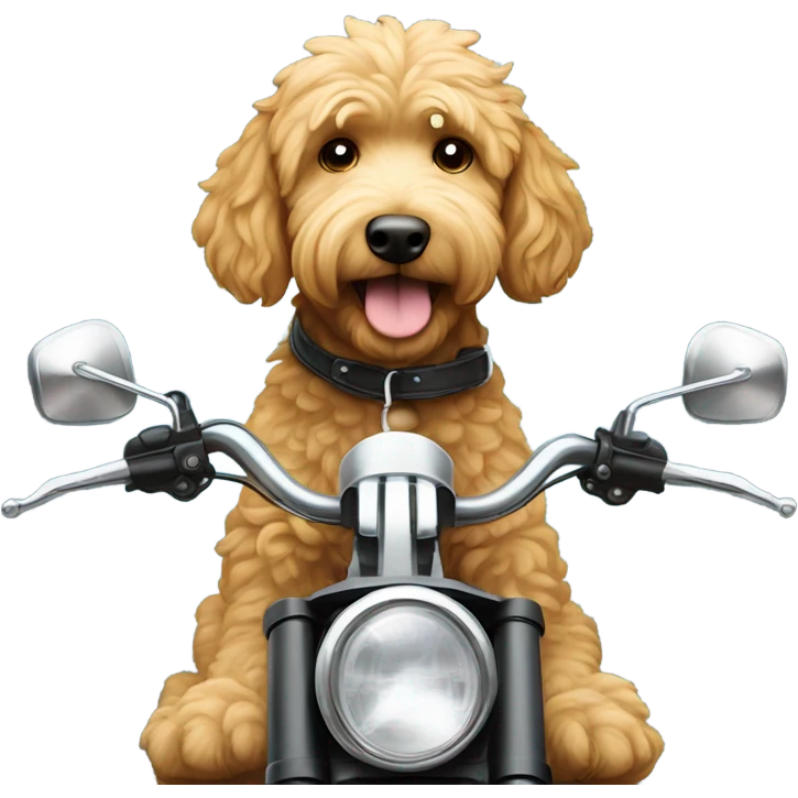 golden doodle on a motorcycle emoji