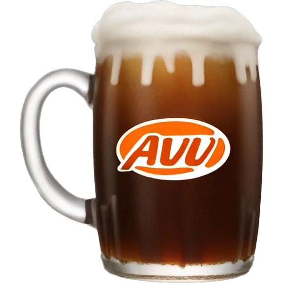 Rootbeer mug that says A&W on it emoji