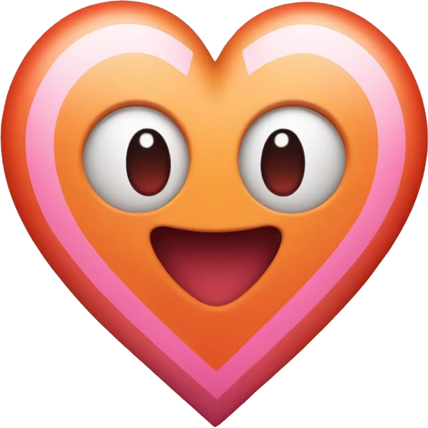 heart with stripes: red orange white pink (straight stripes, eyed color one time and in order- maybe a gradient) emoji