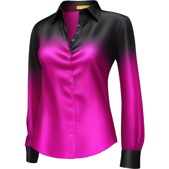 Realistic isolated side view of a black and hot pink shiny silk blouse. emoji