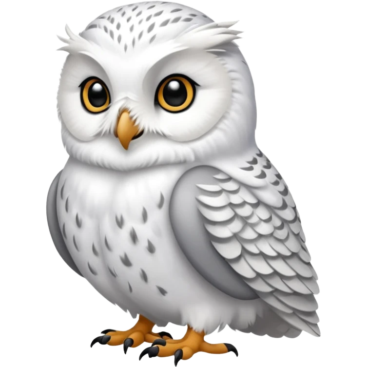 White Snowy Arctic Collared Lemming-Snowy-Owl-hybrid, full body emoji