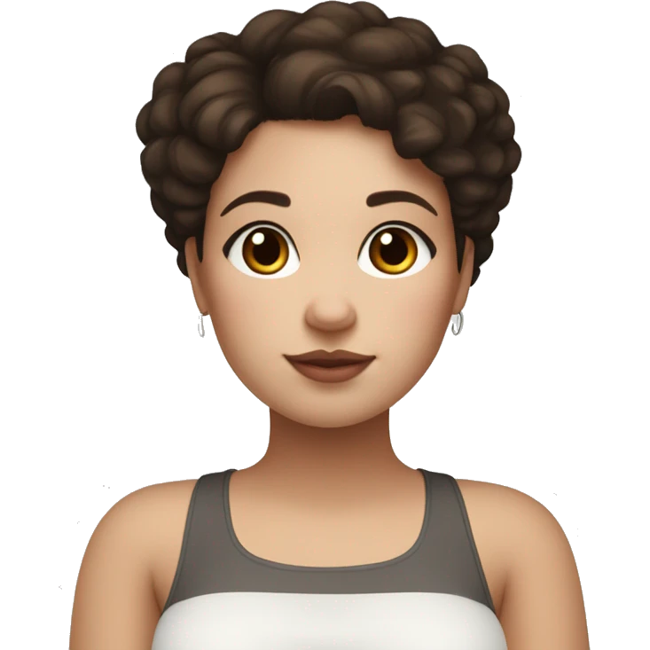 Plus size white skin girl with dark brown hair and brown eyes with white hamster  emoji