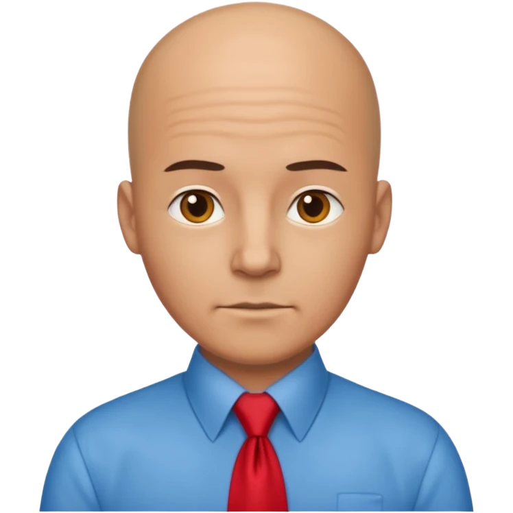 bald with red necktie, blue emoji