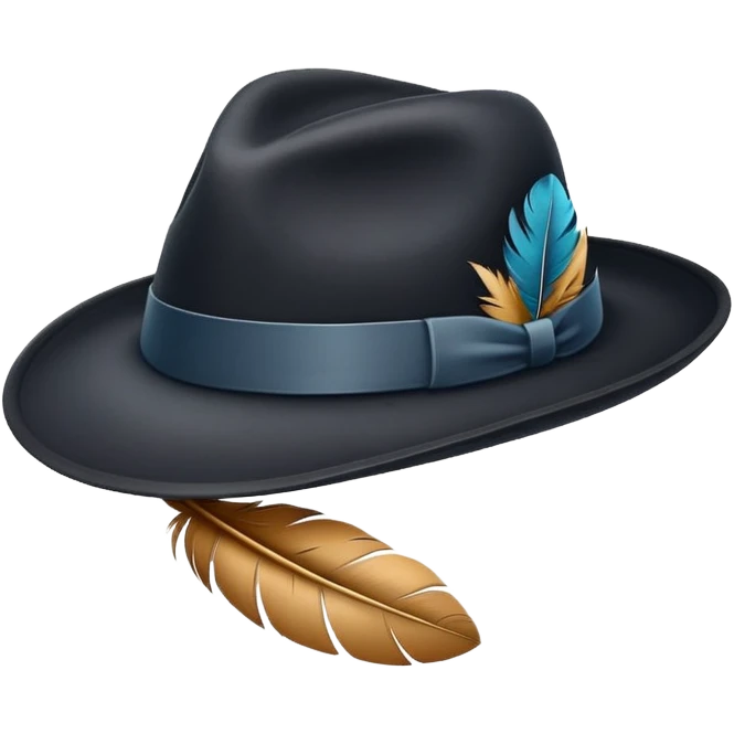 a fedora emoji with a feather emoji
