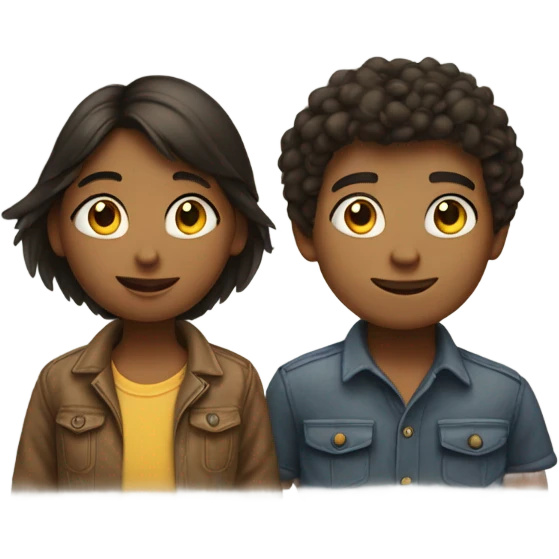 An emoji of two friends standing side by side, one girl and one boy. emoji
