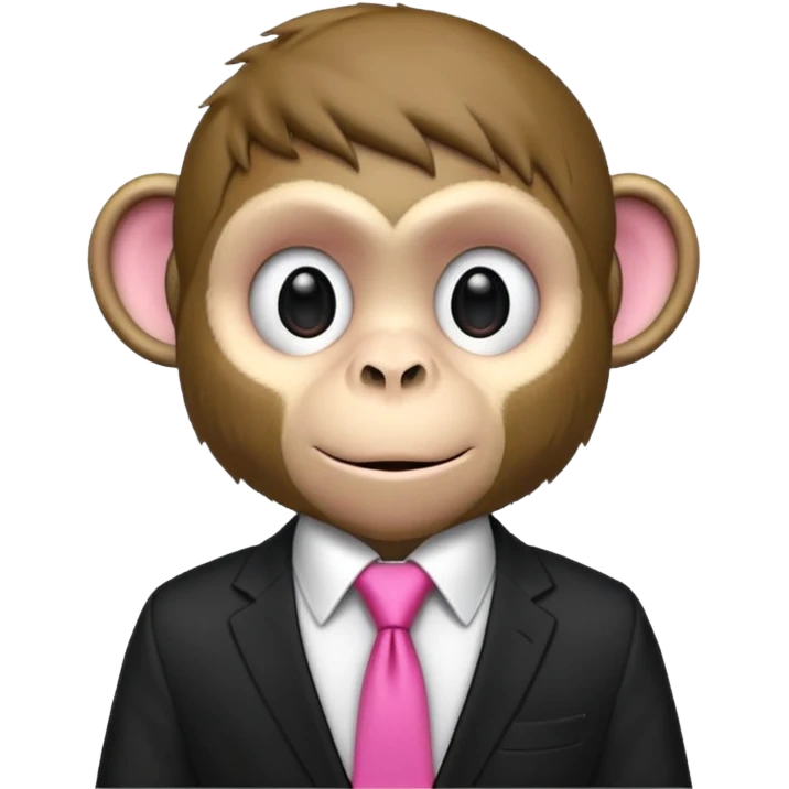  monkey with black shirt,pink tie emoji