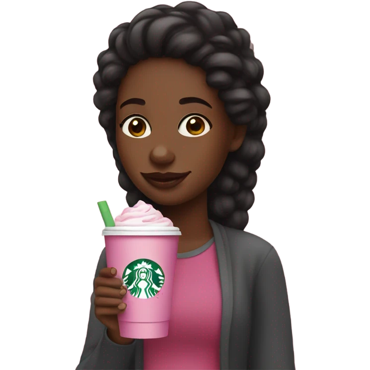 Black girl with Starbucks pink emoji