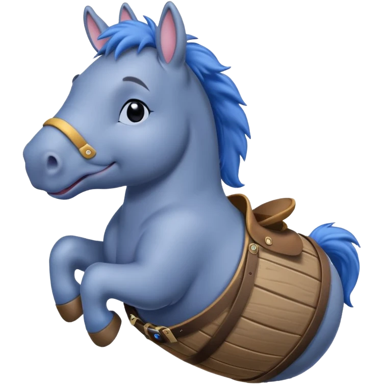 Eeyore turning a barrel racing emoji