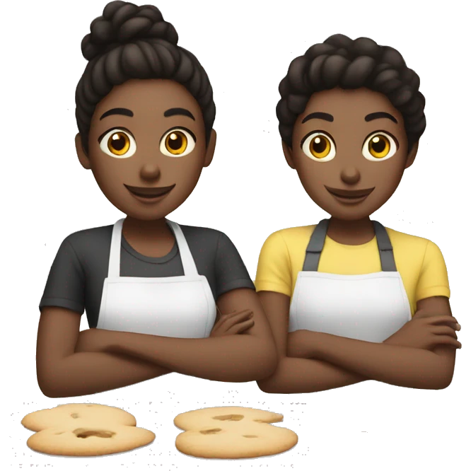 Black and white teenagers are baking cookies  emoji