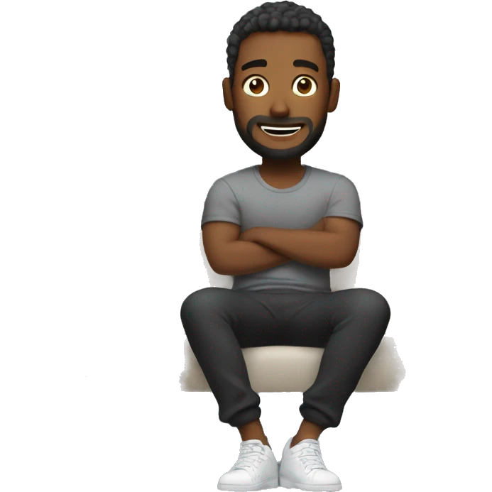 Man in grey joggers and black t shirt sat on sofa emoji