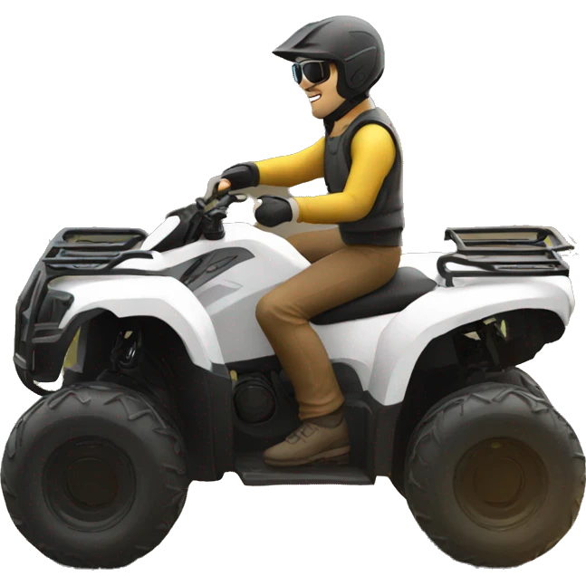 quad bike white with developer with sunglasses riding emoji