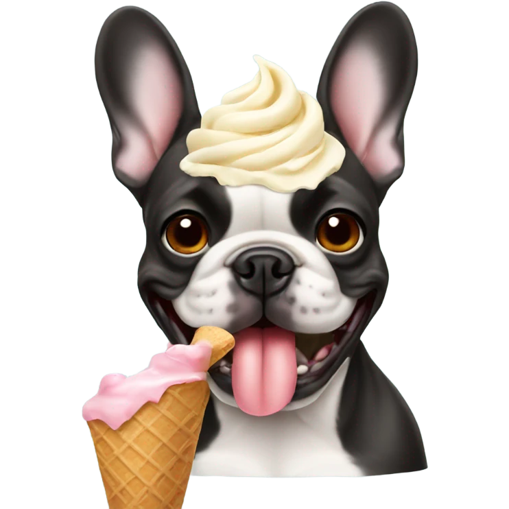 french bulldog eating ice cream emoji