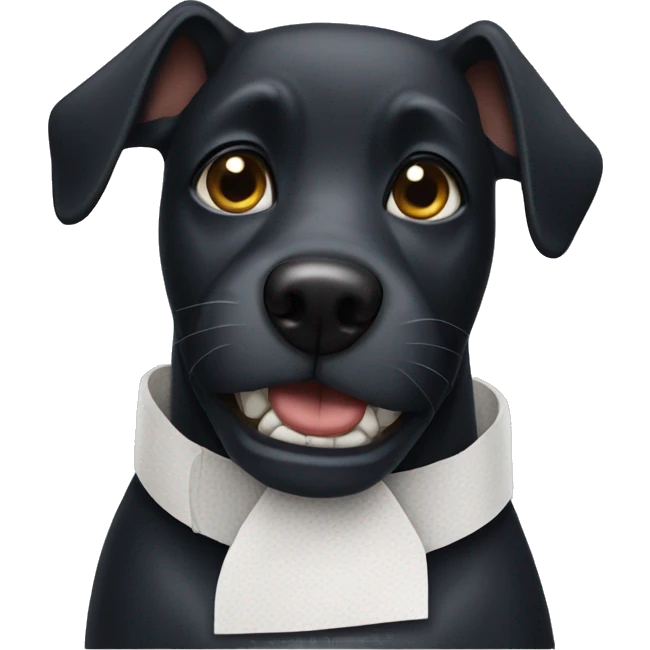 black dog with toothache bandage emoji