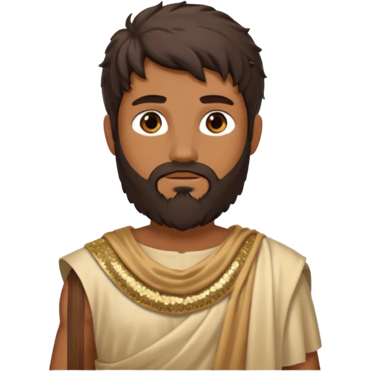 Faunus, God from Nature Roman Deities with long dark brown hair and beard, tan sequin toga emoji