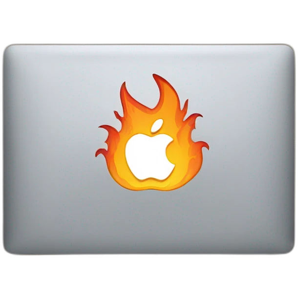 macbook pro with flames emoji