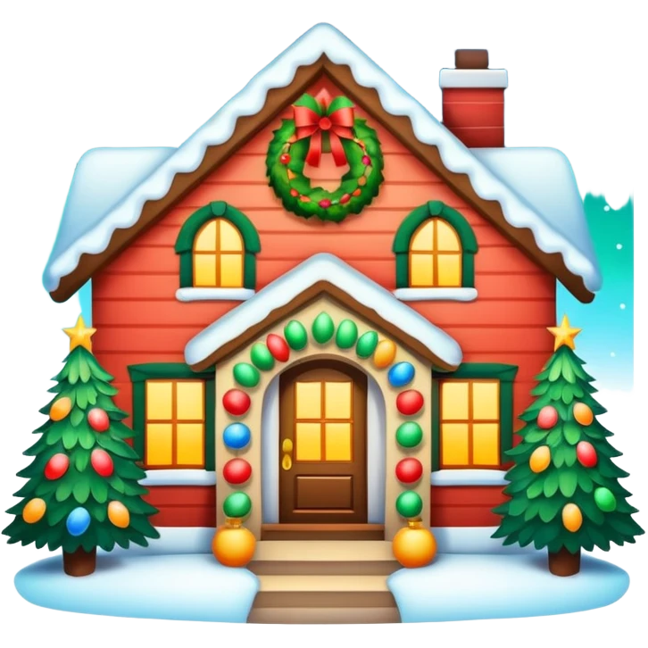A house decorated for Christmas emoji