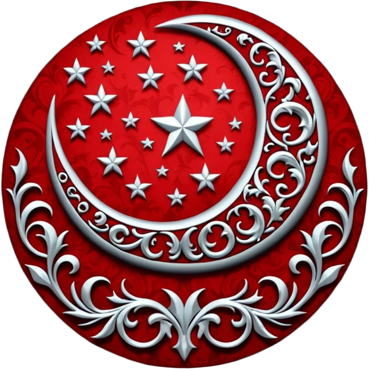 Gothic edgy emo black and white and red and silvery starry damask moon emoji
