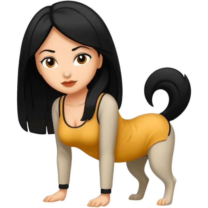 I want a female with black hair in doggystyle sex position with her head facing me and her ass facing away & then  a guy eating her ass emoji