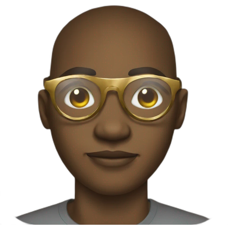 African young man in round gold glasses emoji