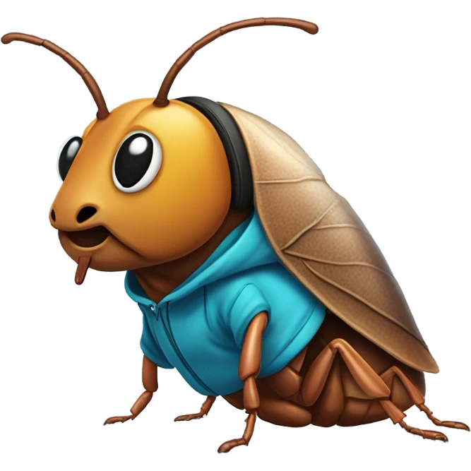 Cockroach wearing a hoodie with headphones  emoji