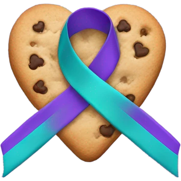 Purple teal Suicide awareness ribbon, cookie heart emoji