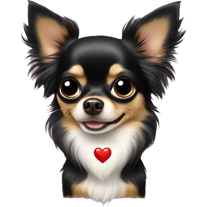 black long-haired chihuahua love heart eye emoji