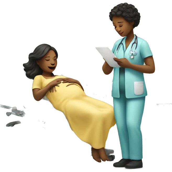 a woman gives birth and doctors stand nearby emoji
