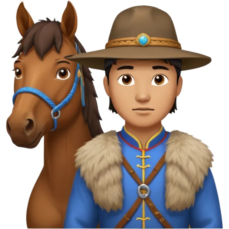 Cheval mongol avec chapeau emoji