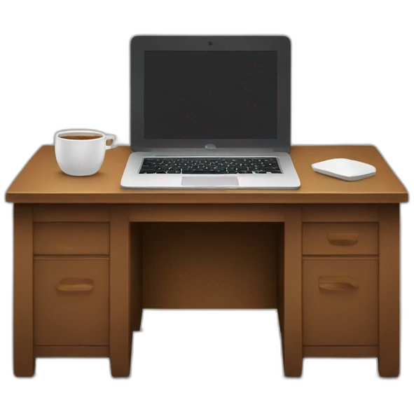 A desk with a macbook emoji