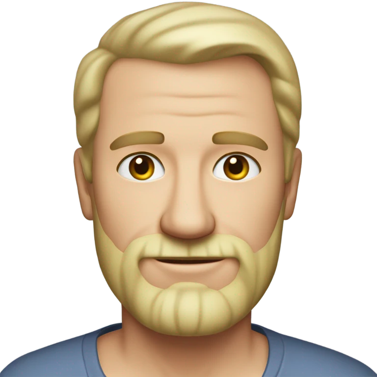 middle aged english man, short slicked back hair blonde, blonde medium length size full beard, in a smart unbuttoned shirt. emoji