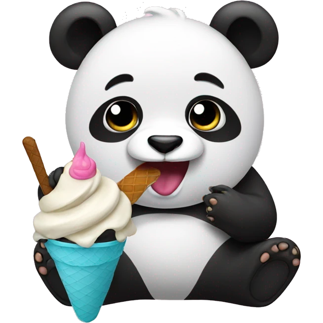 Panda eating ice cream emoji