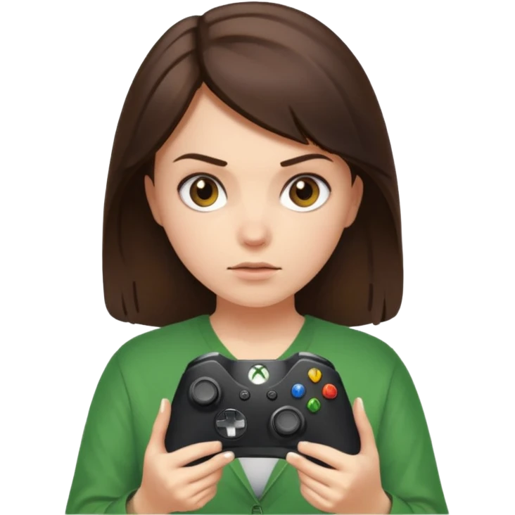 Brunette girl holding Xbox controller  emoji