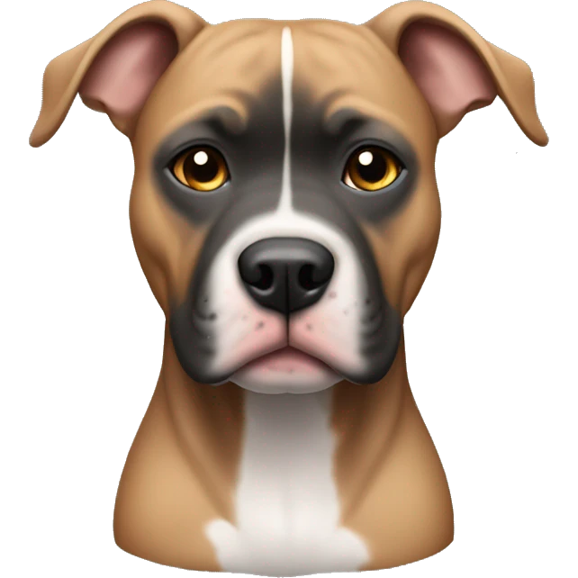 Pitbull with tan fur and a black face with gray hairs emoji