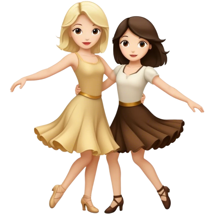 Blonde and brunette dancing romantically  emoji