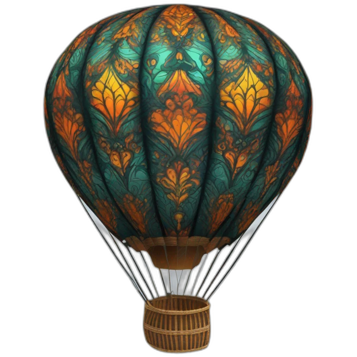 Mandala darker colorful Fractal pattern hot air Balloon emoji