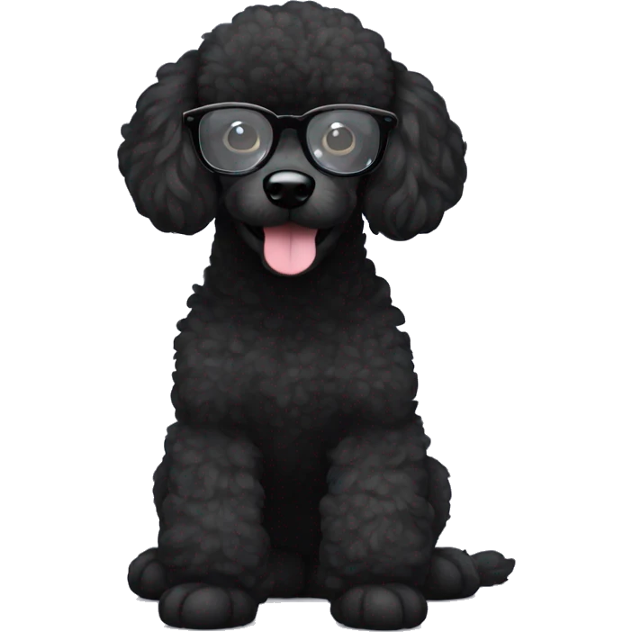 Black Poodle wearing glasses hug emoji